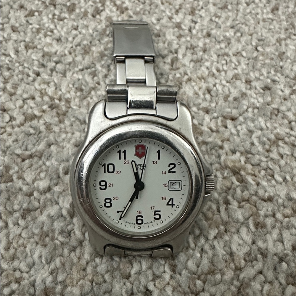 Victorinox Silver Swiss Army Watch with White Dial